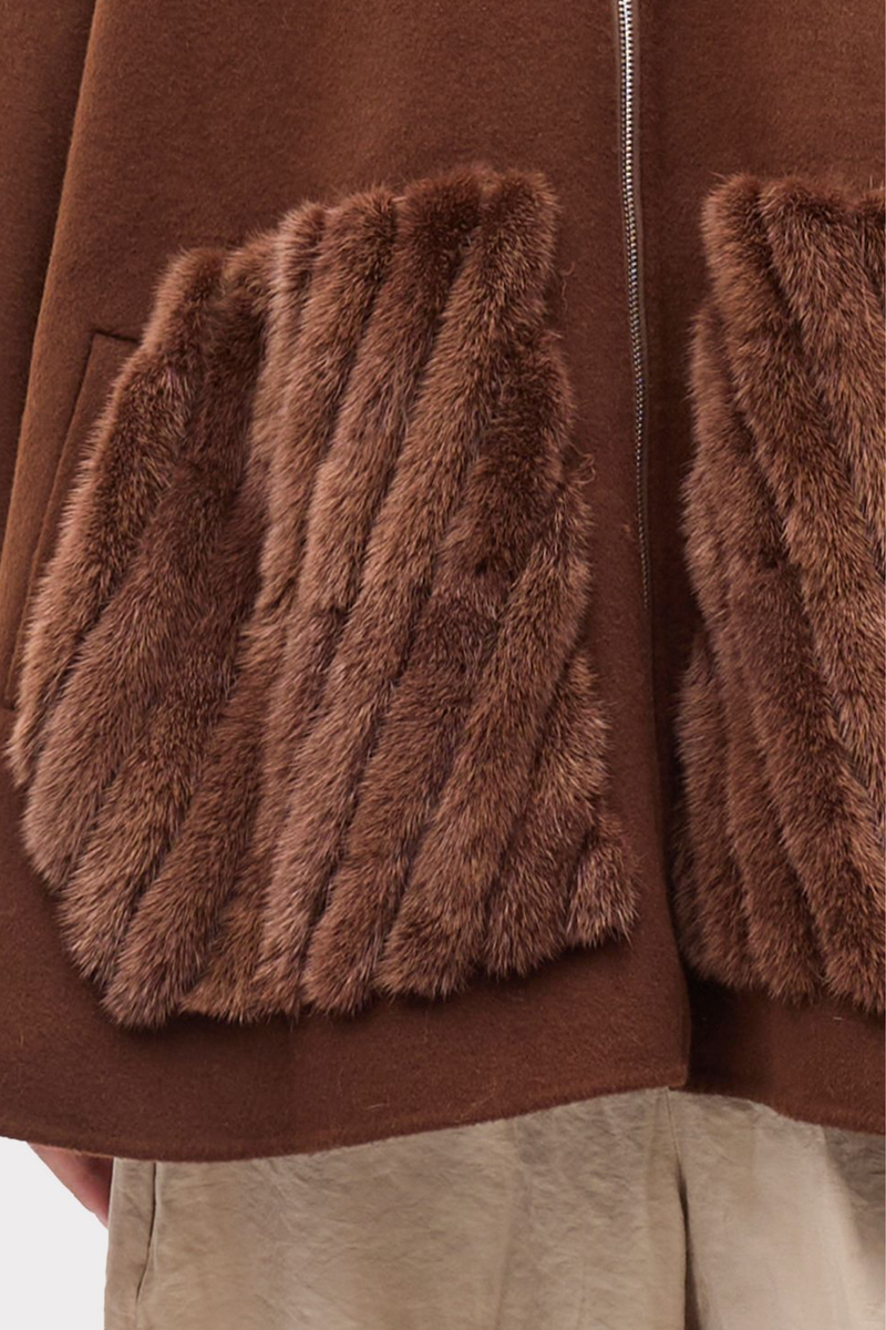 LAYERED FUR PATCH POCKETS