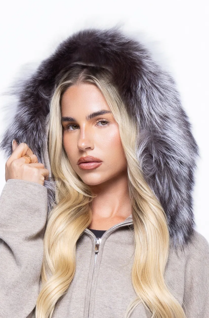 FUR-TRIMMED HOOD