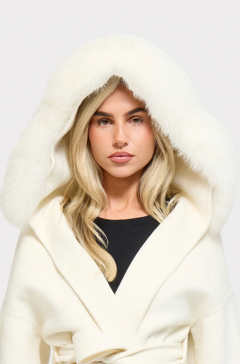 FUR-TRIMMED HOOD