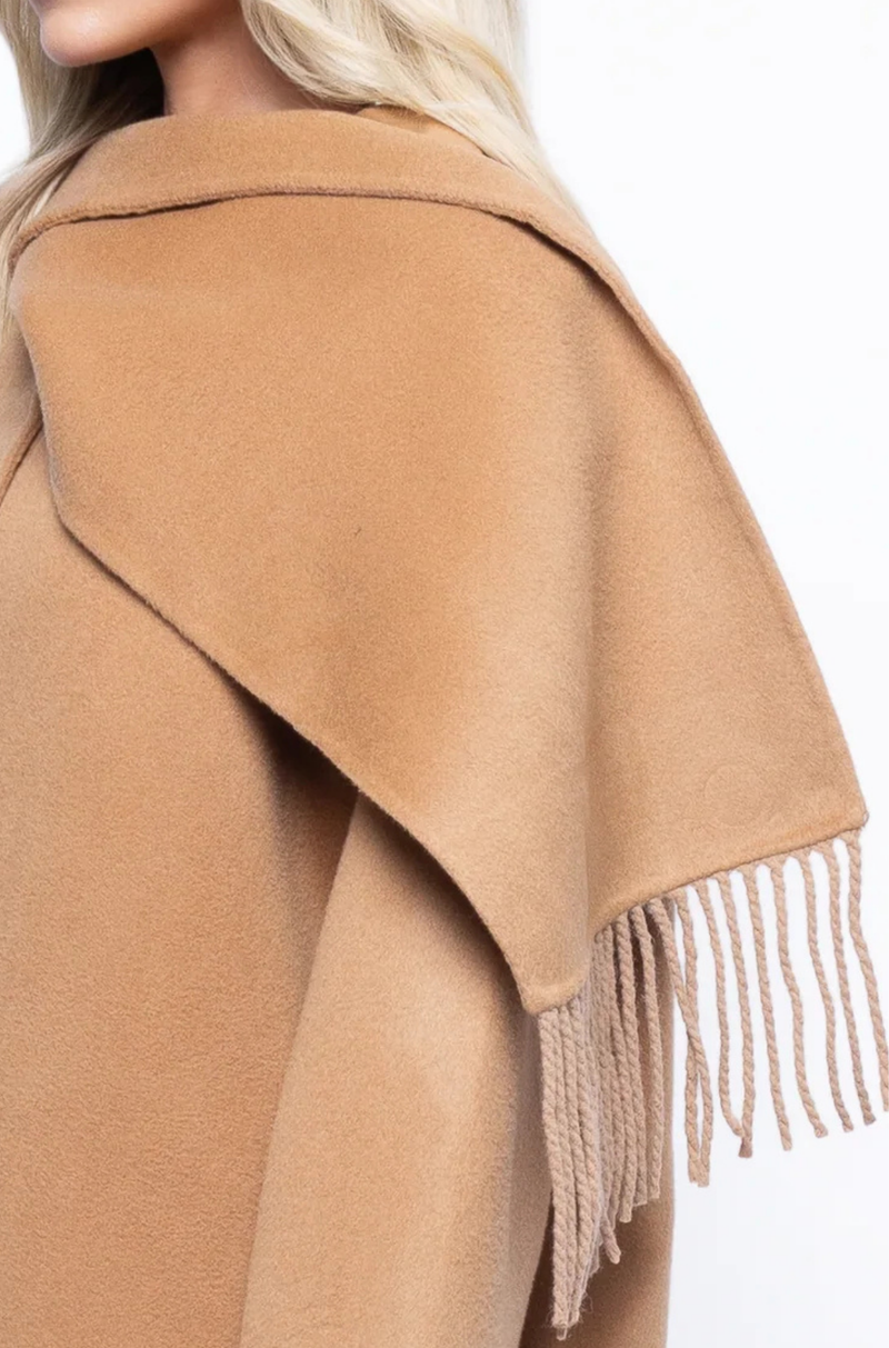 ATTACHED FRINGED SCARF