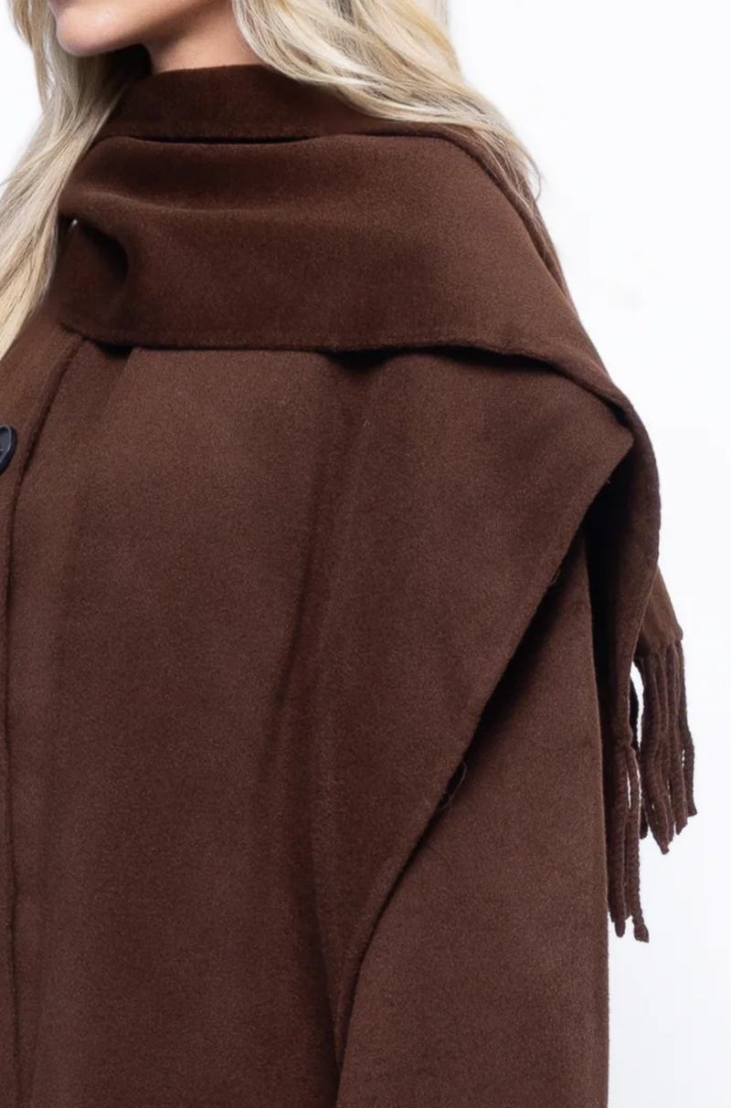 ATTACHED FRINGED SCARF
