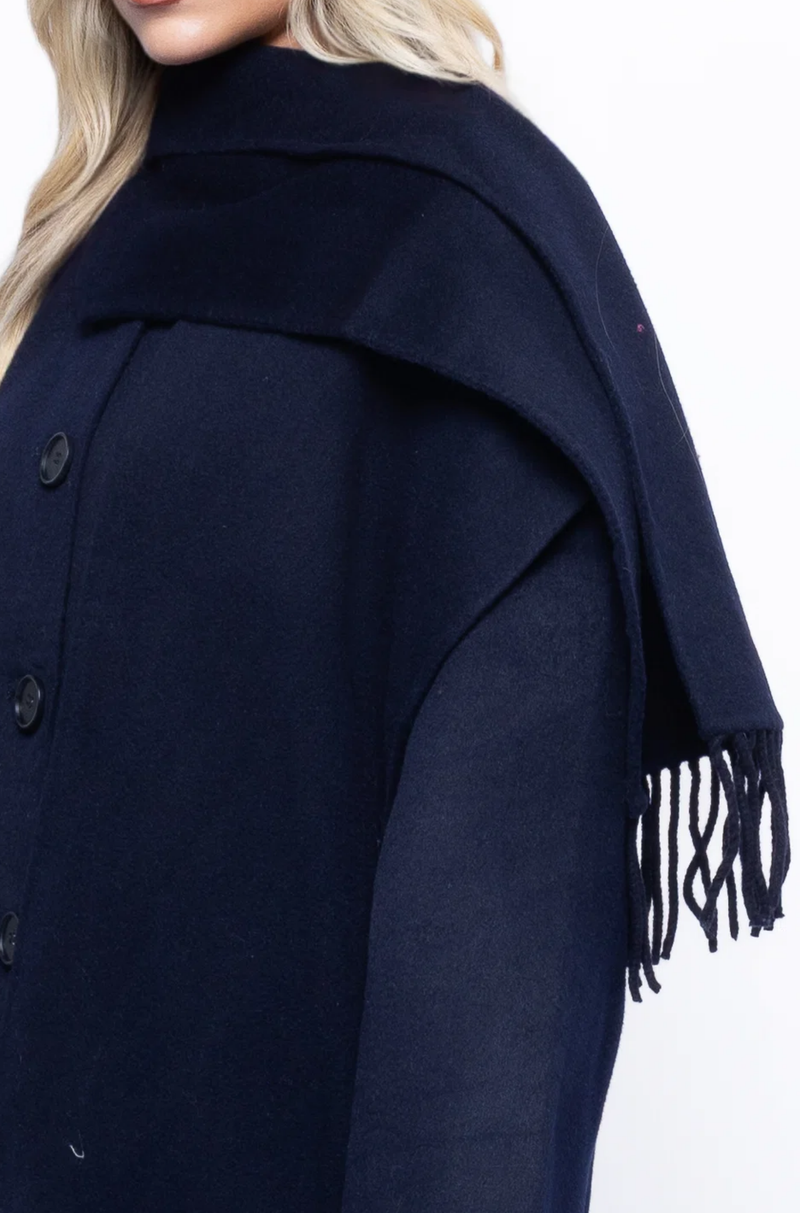 ATTACHED FRINGED SCARF