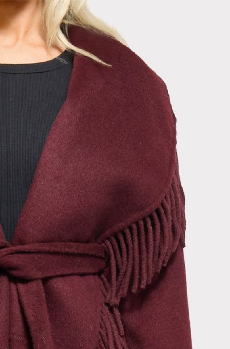 FRINGED SHAWL COLLAR