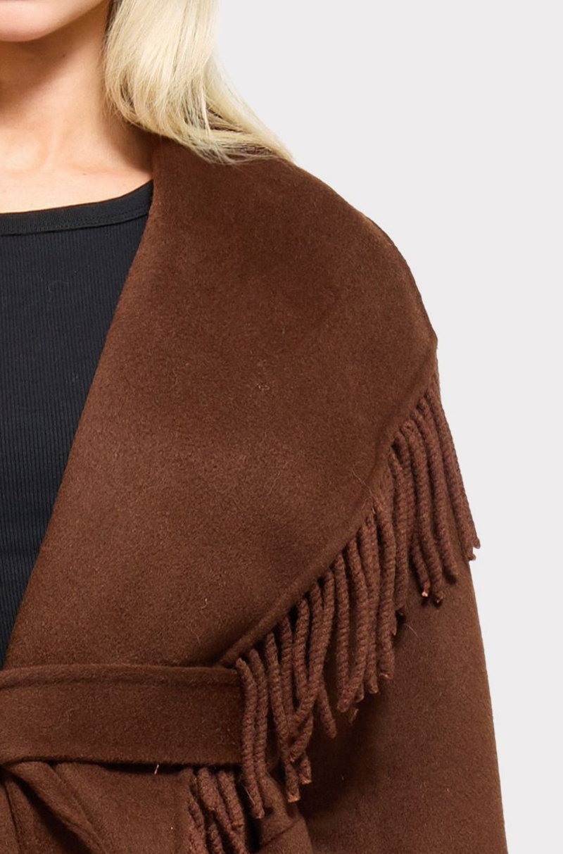 FRINGED SHAWL COLLAR