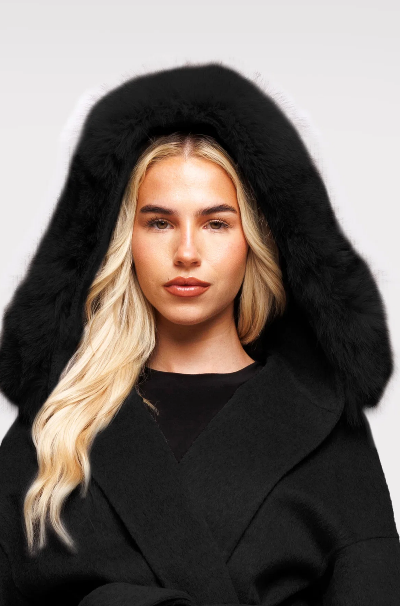 FUR-TRIMMED HOOD