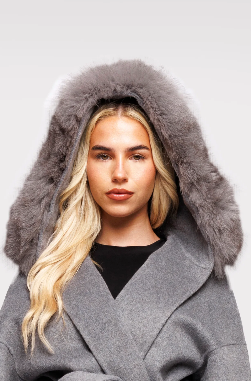 FUR-TRIMMED HOOD