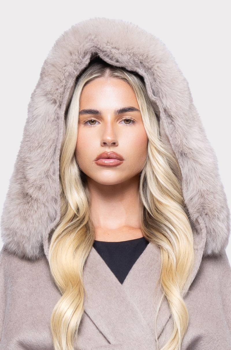 FUR-TRIMMED HOOD