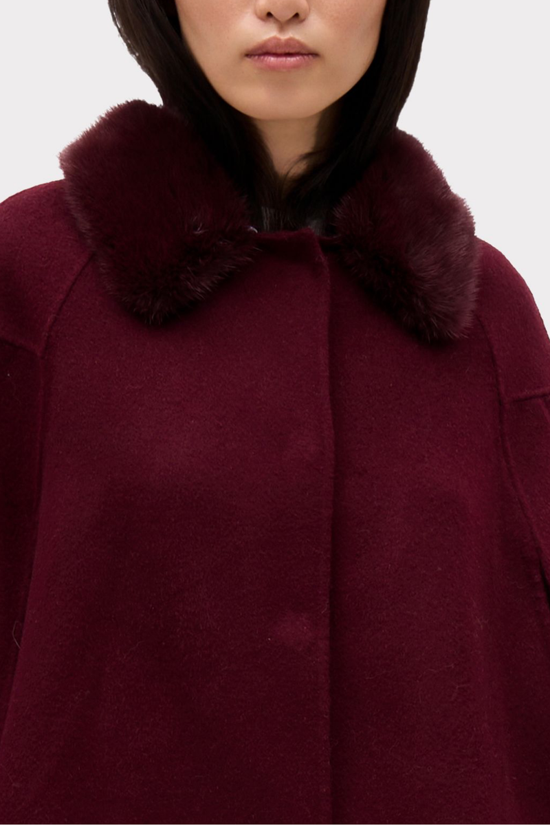 FUR-TRIMMED COLLAR & CONCEALED FRONT CLOSURE