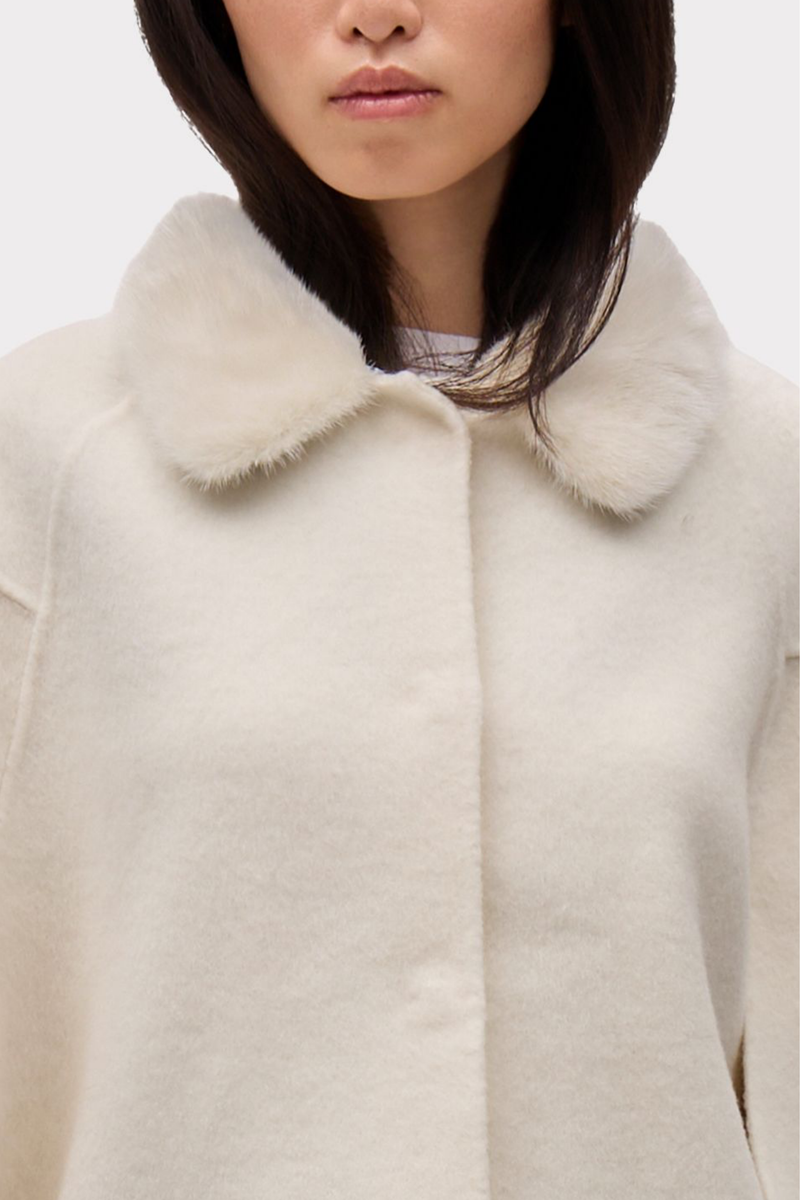 FUR-TRIMMED COLLAR & CONCEALED FRONT CLOSURE