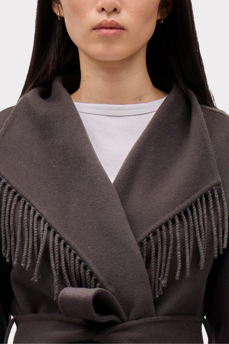 FRINGED SHAWL COLLAR