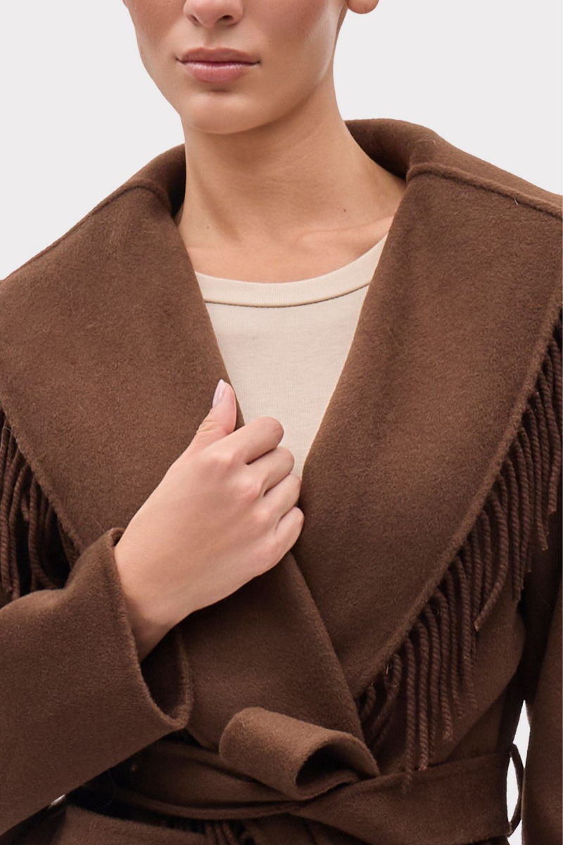 FRINGED SHAWL COLLAR